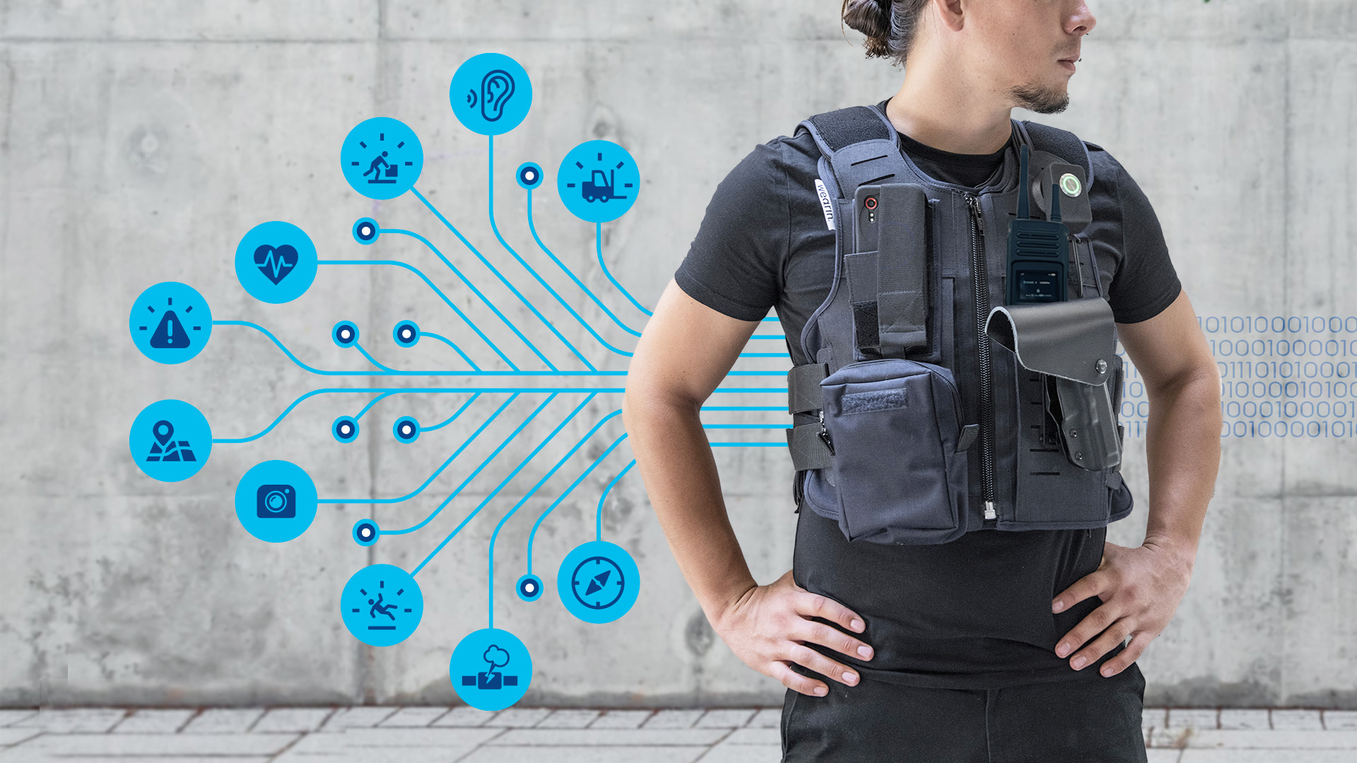 Wearin sensor vest with mesh radio